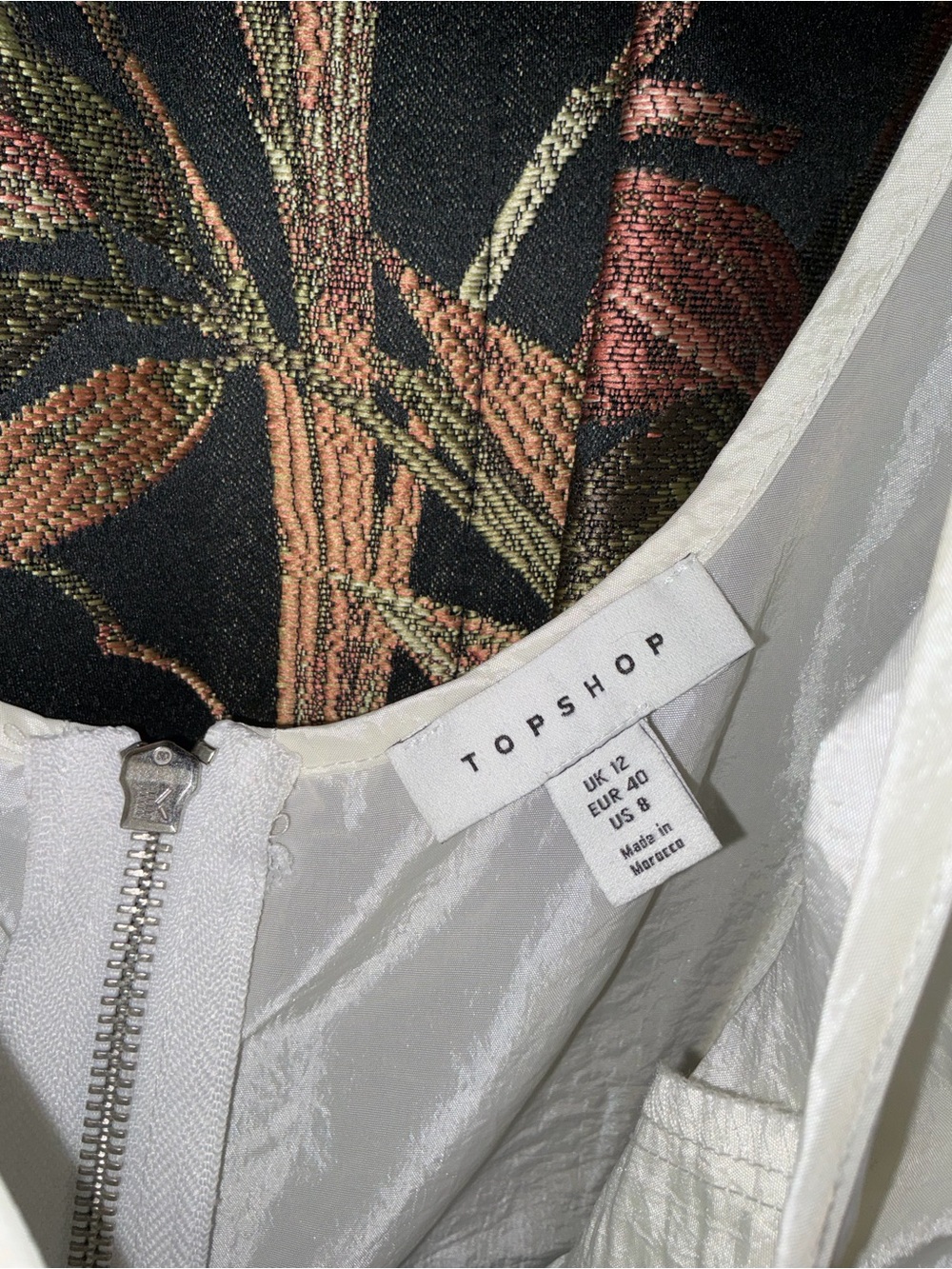 Topshop White Sleeveless Zip-Back Shell Top with Subtle Sheen